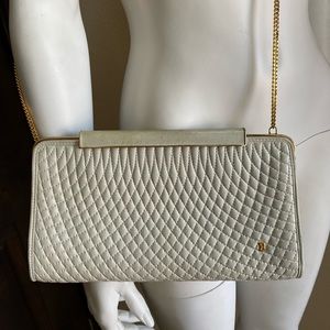 Vintage Bally leather lamb skin quilted clutch wristlet purse